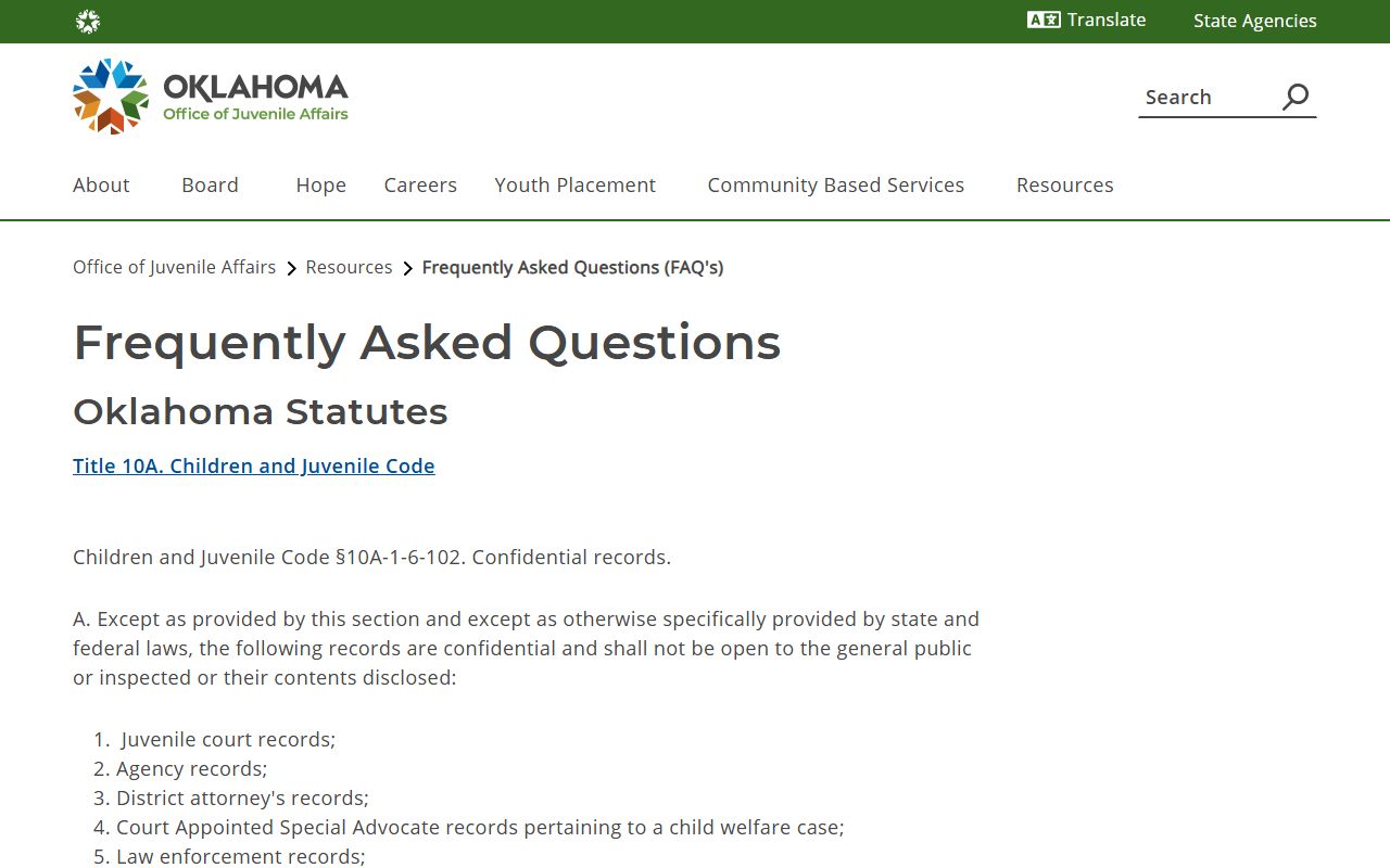 Marshall County criminal court records and juvenile record confidentiality