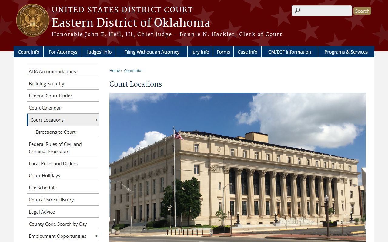 Marshall County federal court records location details for the Muskogee courthouse