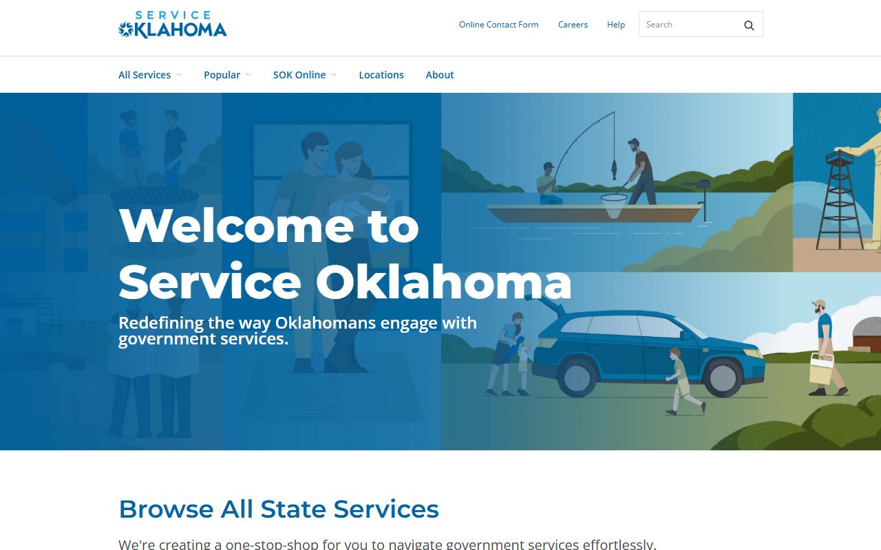 Service Oklahoma portal for Marshall County traffic court records and driver services