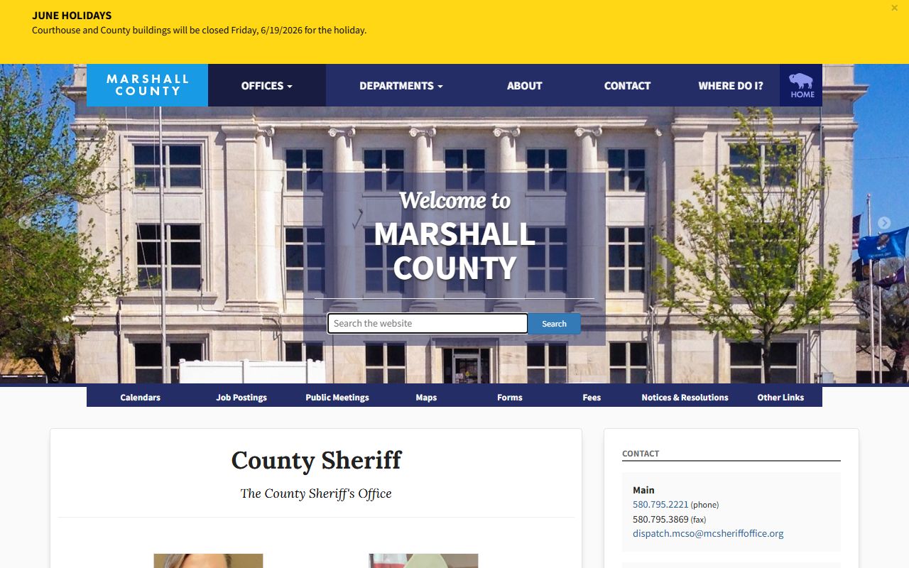 Marshall County warrant records and Sheriff's Office overview